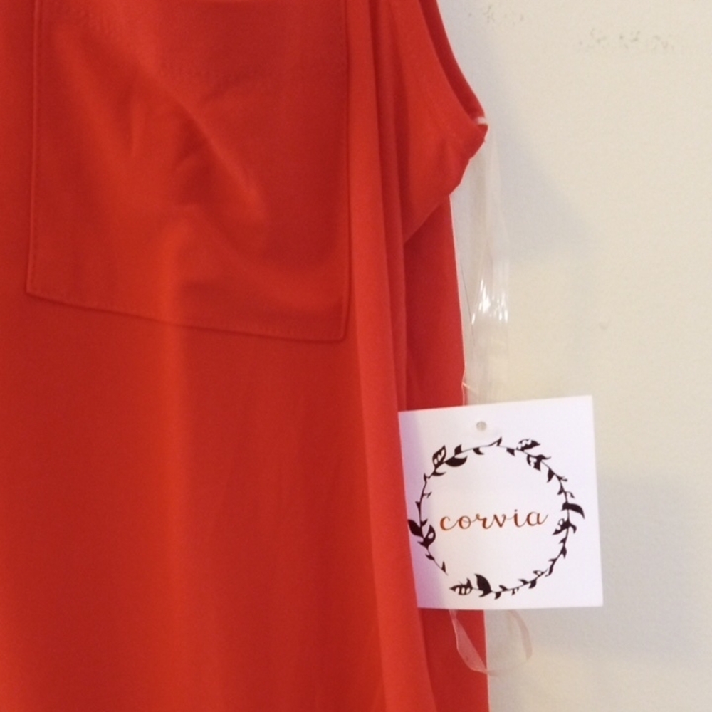 Sleeveless Orange Split-Neck Pocket Camisole NWT - image 2